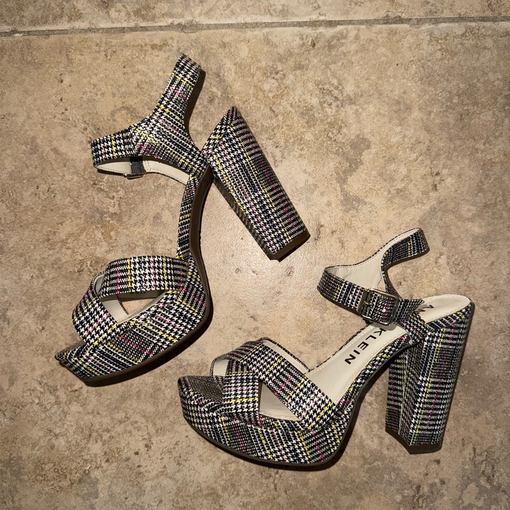 Anne Klein Multicolored Plaid Women's Platform Heels